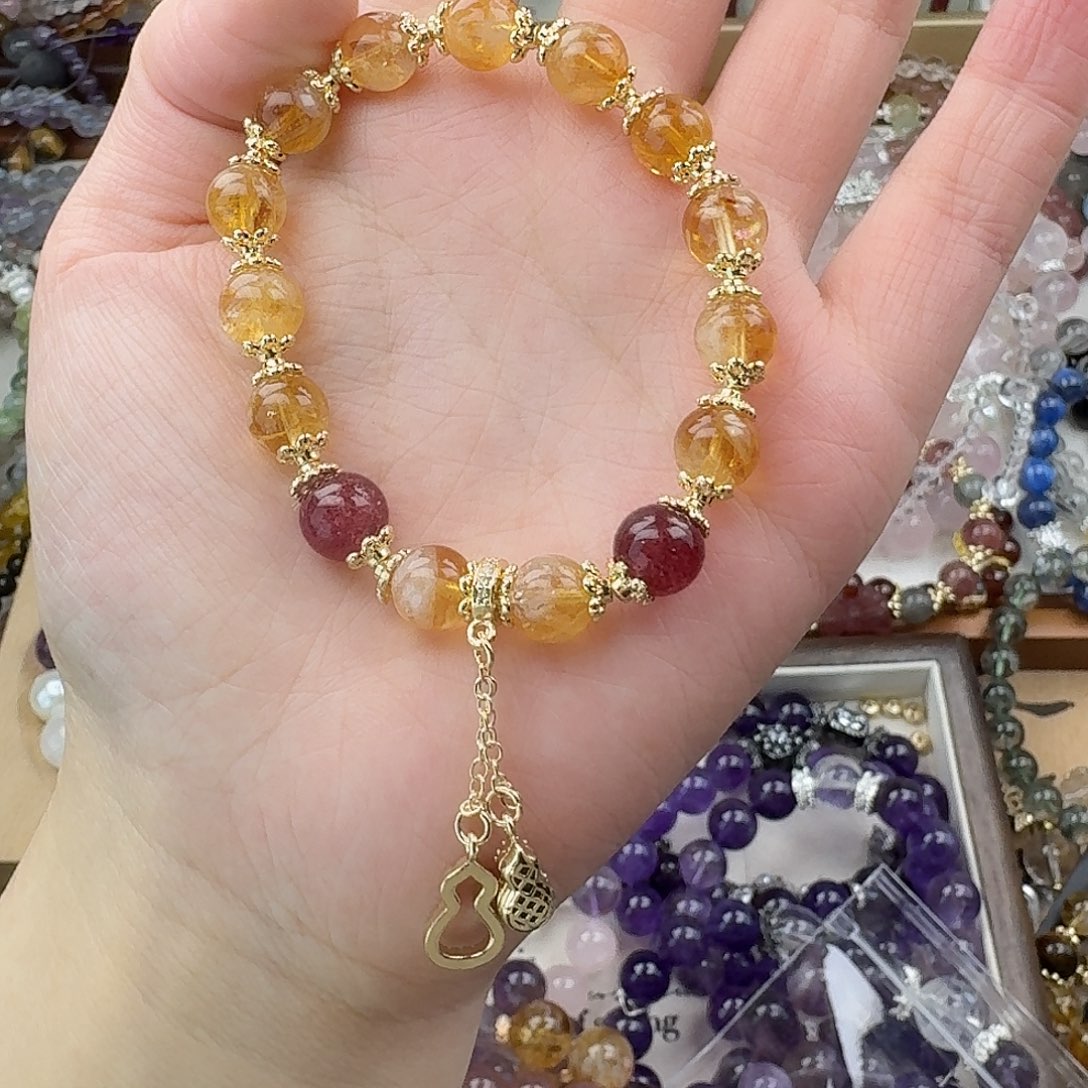 烟晶手链银S925镶嵌好