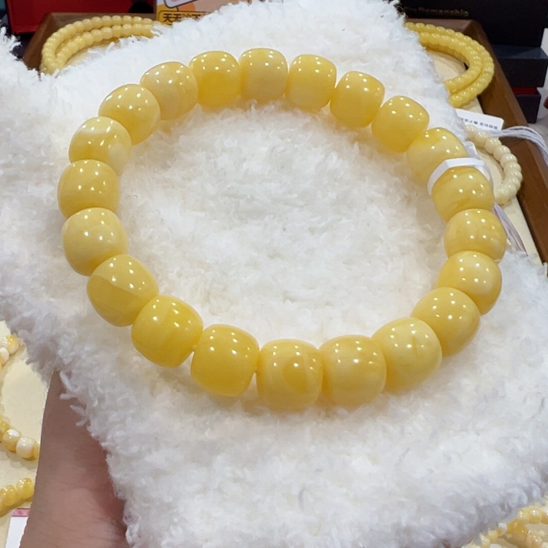 蜜蜡手链未镶嵌❼*10.3m 奶油黄微瑕