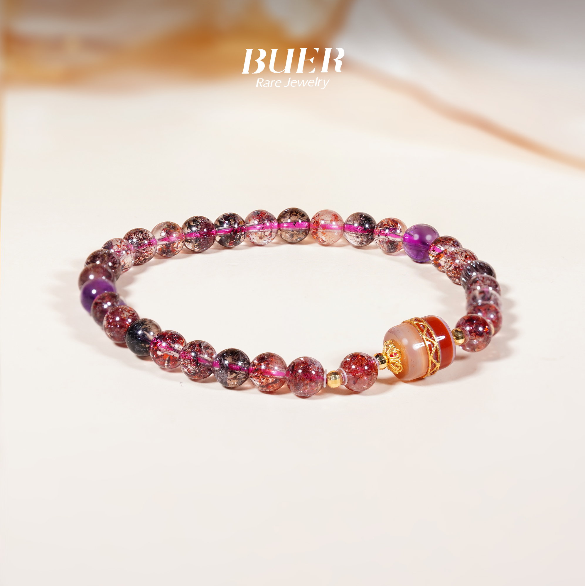 【不二】缠丝珠珠超七水晶18K金DIY手串5mm+