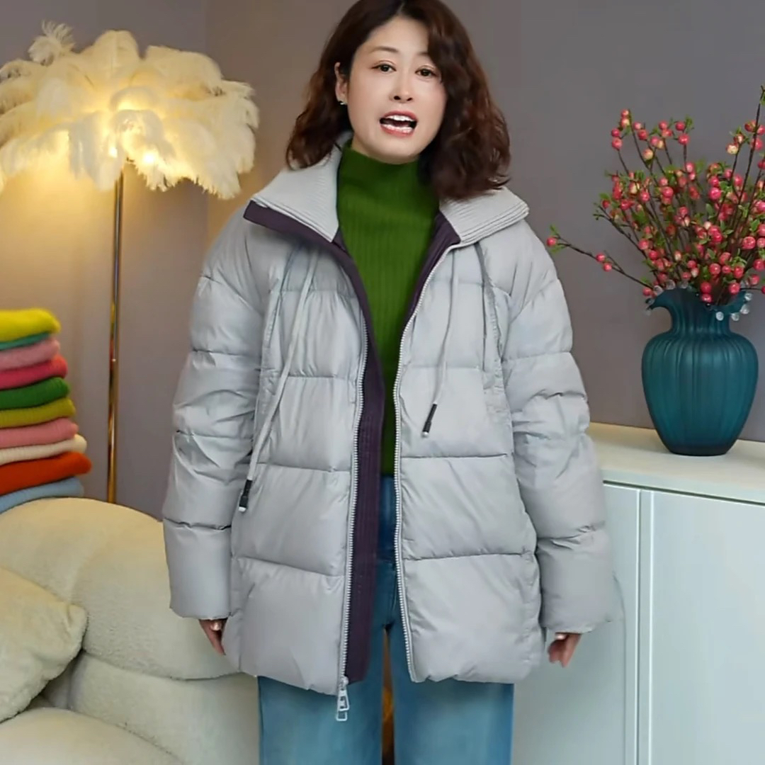 【伟伟专属】3色针织领羽绒服个性抽绳休闲款