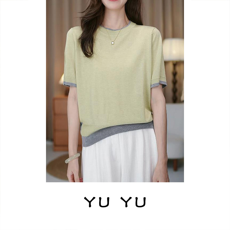 【凉感桑蚕丝】夏季老钱风假两件短袖