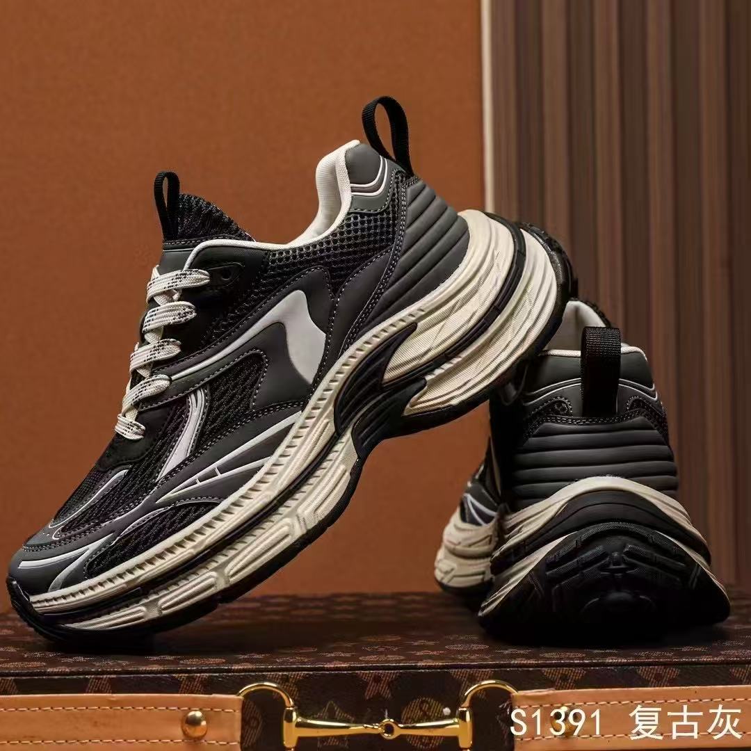 【爆款推举】2025男鞋新款老爹鞋网面时尚运动增高厚底透气轻便舒适