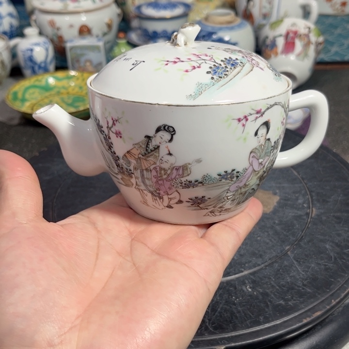 紫砂茶叶罐粉彩人物8888888