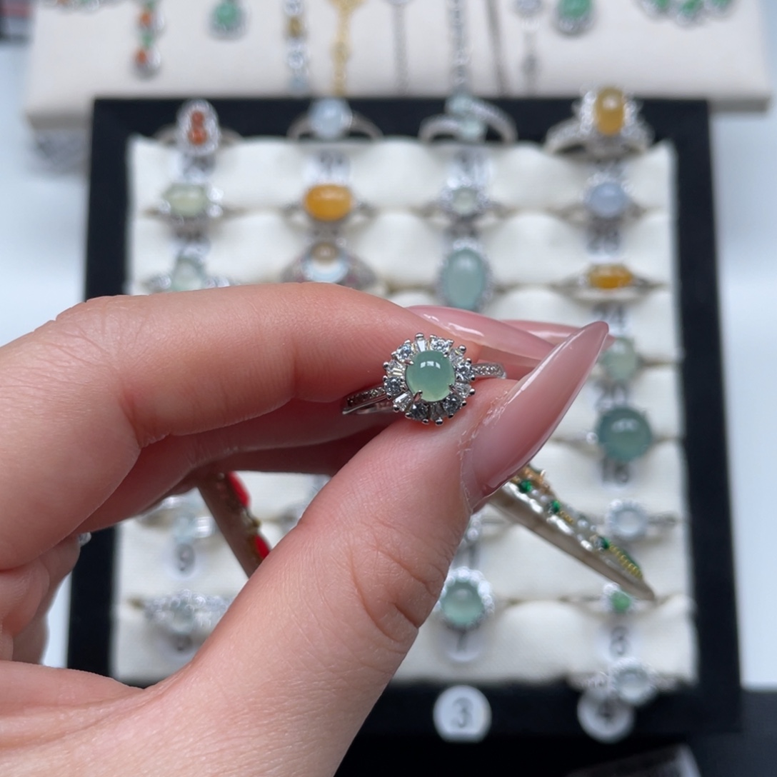 翡翠银S925镶嵌戒指9999978