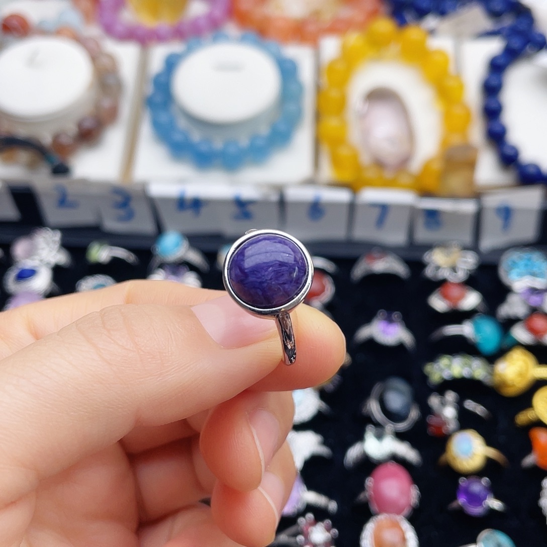 烟晶银S925镶嵌戒指