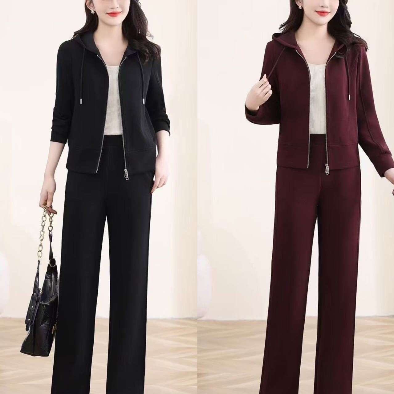 春秋洋气连帽休闲运动卫衣套装时尚舒适秋装小汤圆