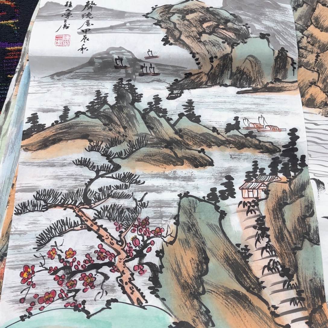 国画陈三虎四尺三开童