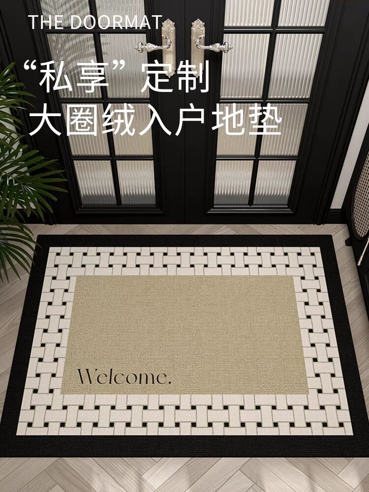 轻奢简约可裁剪防滑入户门垫家用客厅玄关耐脏圈绒可擦免洗地毯