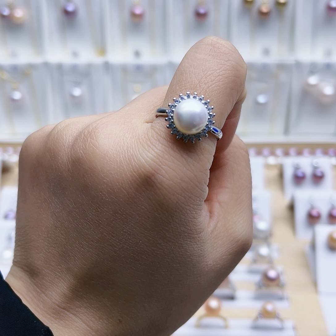 淡水珍珠戒指合金