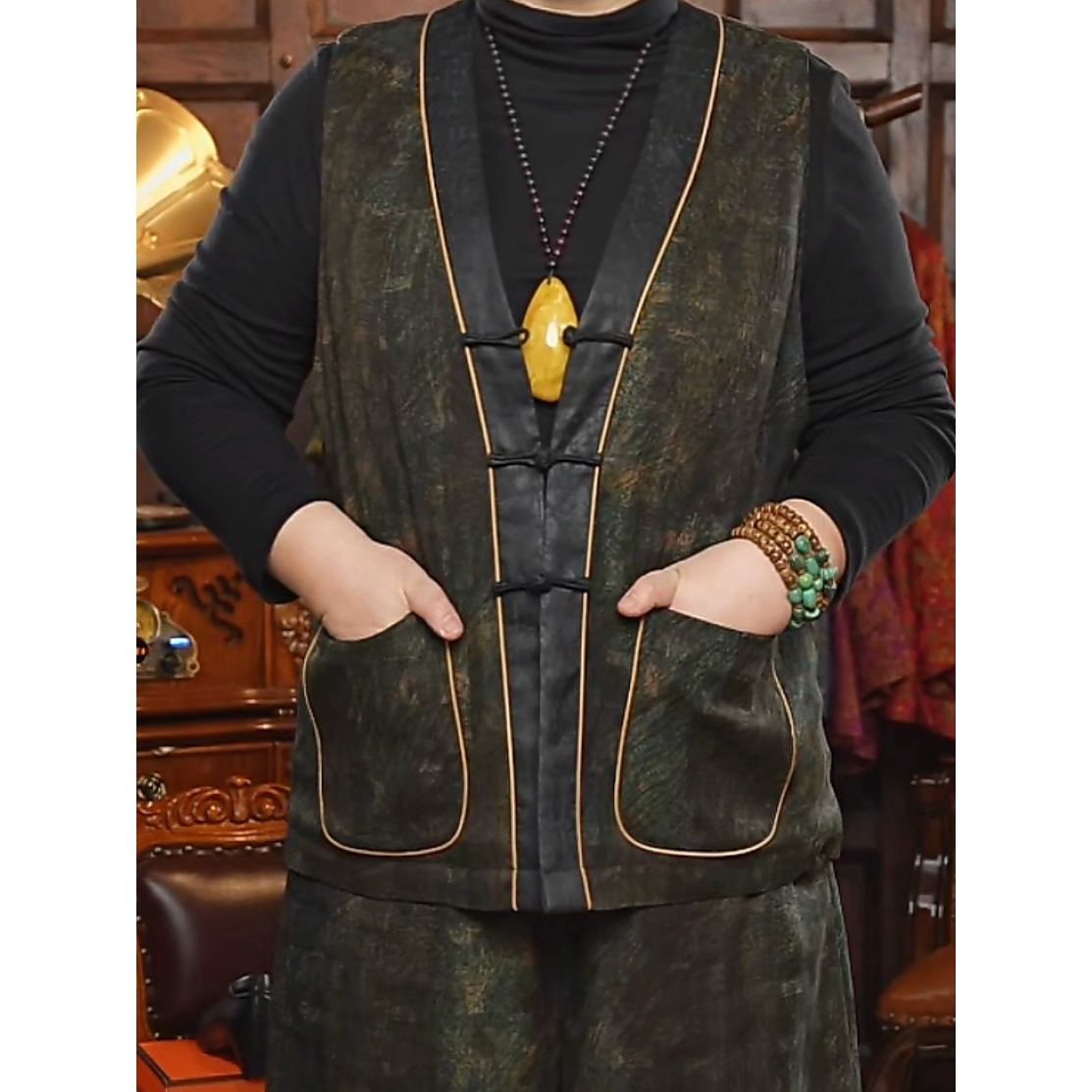 衣品古愿香云纱棉马甲32058