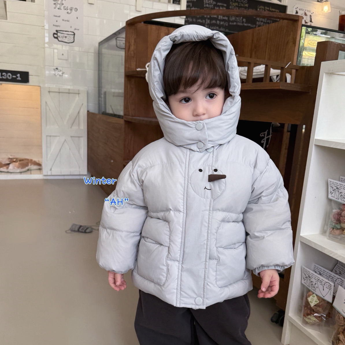 2025AH冬款新款男童常规款立体雪人羽绒服外套