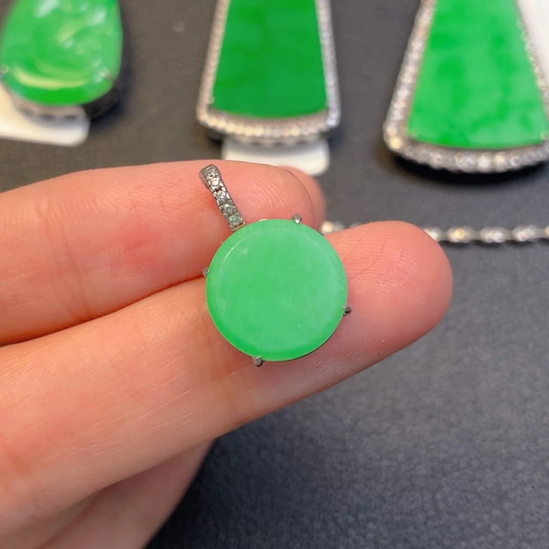 翡翠银S925镶嵌吊坠(不含链)