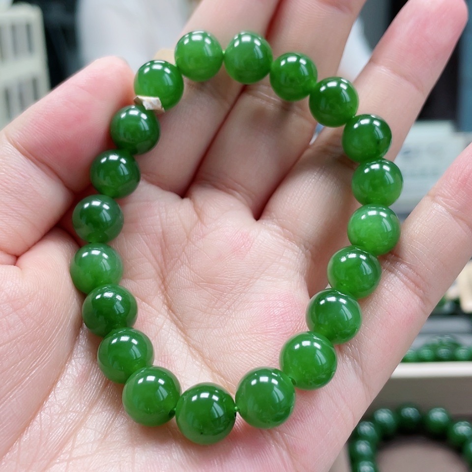 【闪购商品】未镶嵌手串和田玉（碧玉）和田玉碧玉手串9.5