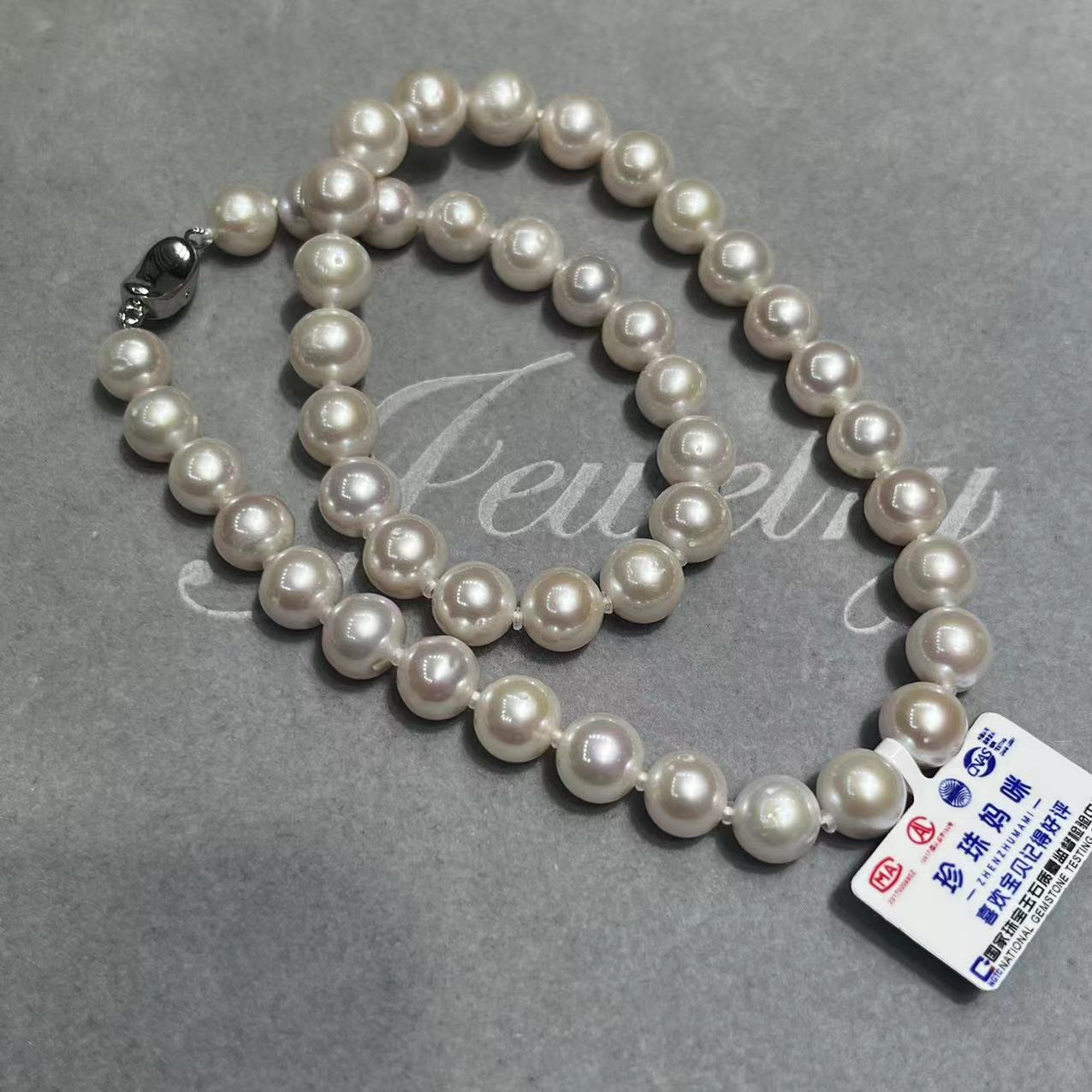 母亲节大促 a95 淡水珍珠 全珠项链 s925银 8-9mm
