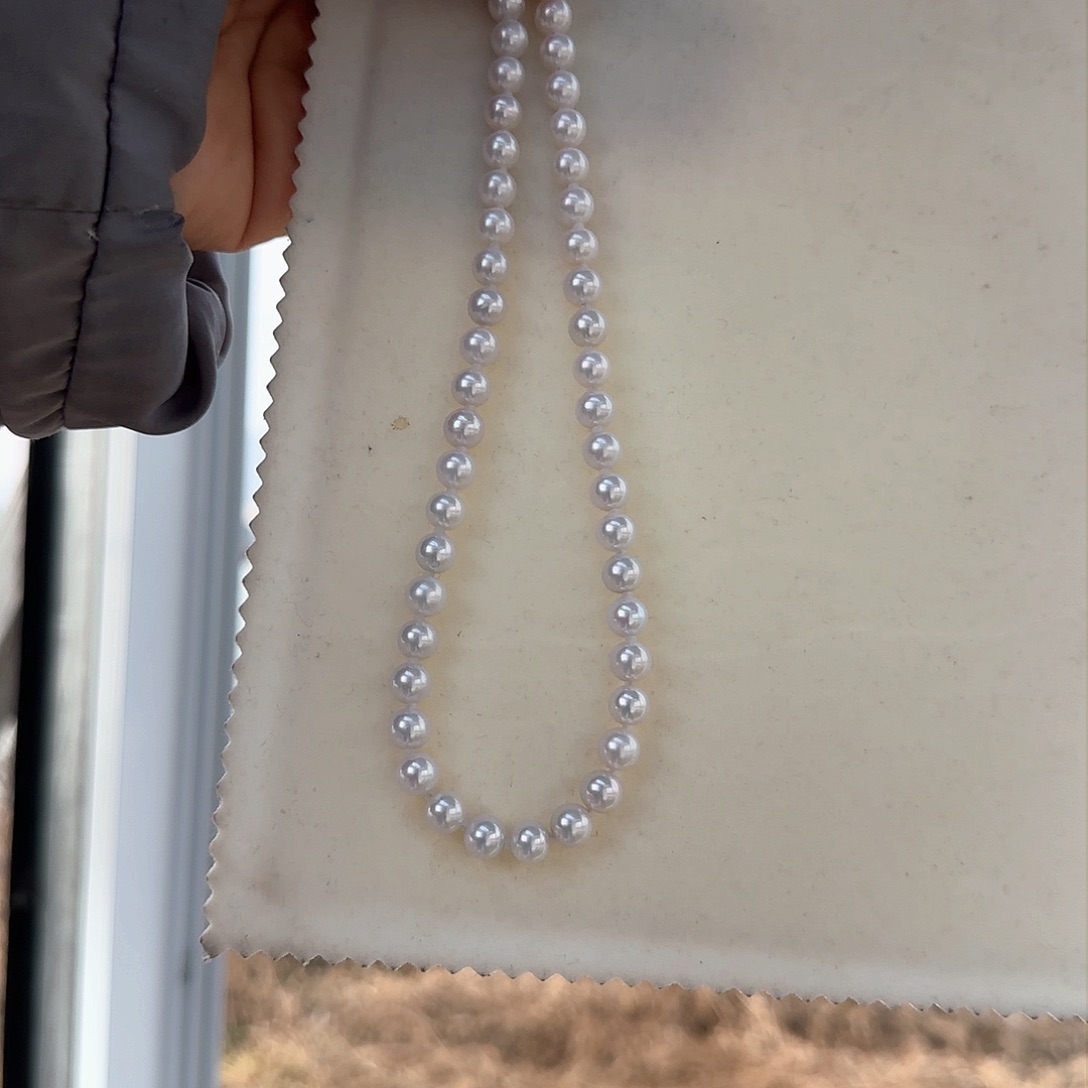 淡水珍珠颈饰银S925镶嵌非****哥7-8无核极光镜面炫彩