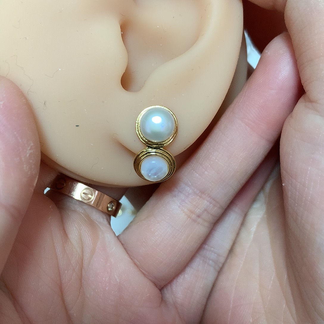 淡水珍珠耳饰合金