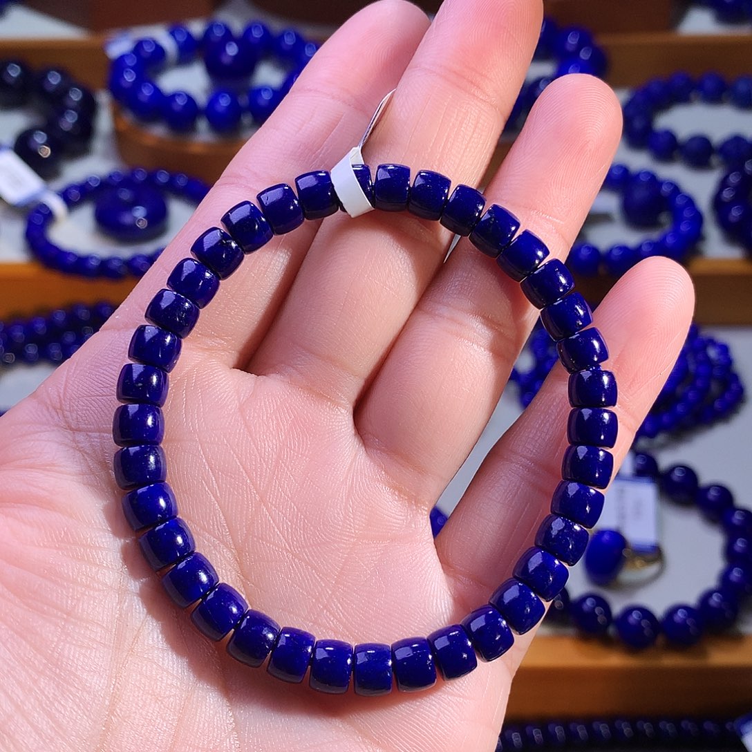 青金石未镶嵌手串6m天花板黑加仑直切老型1226