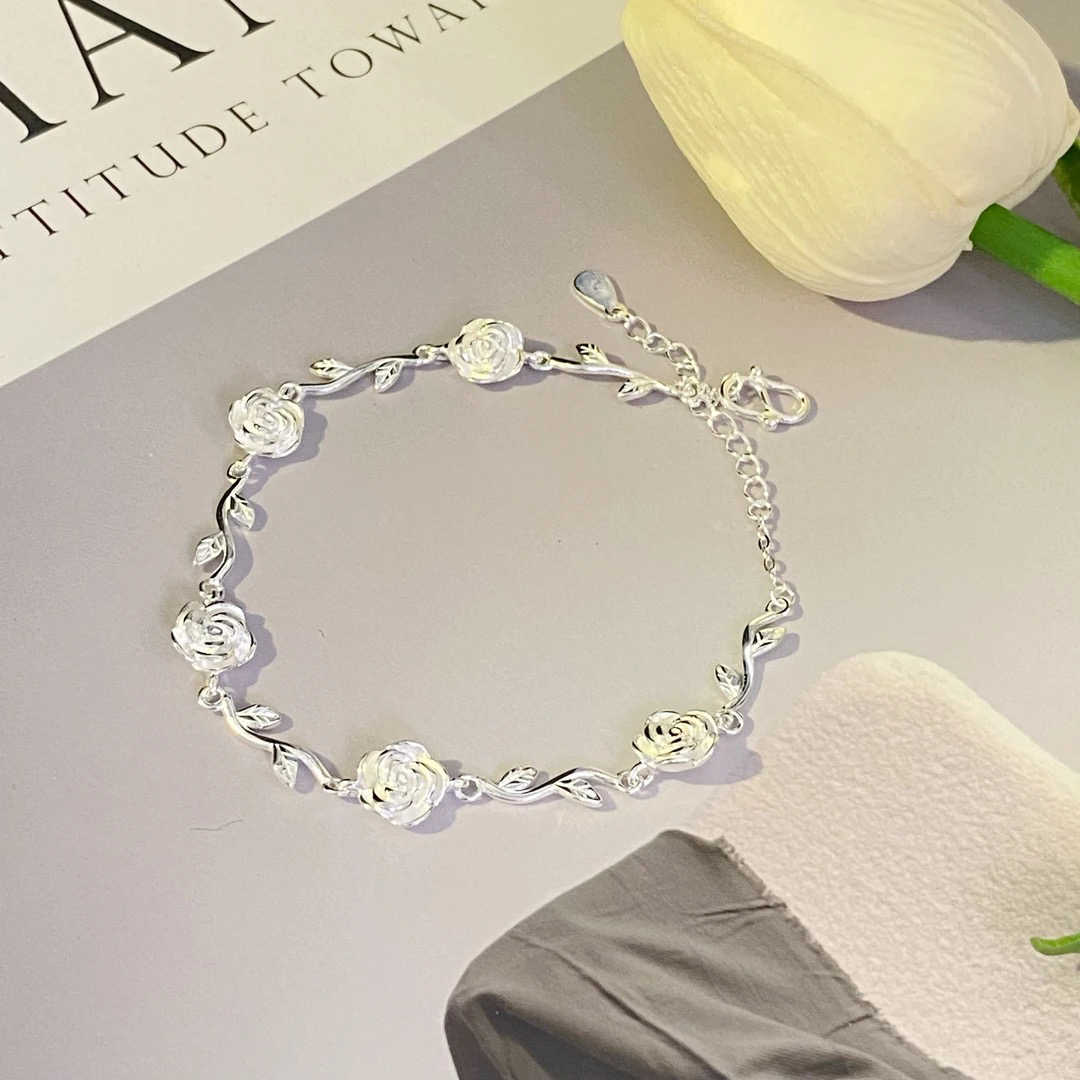 足银手链 【玫瑰足银手链】甜美百搭