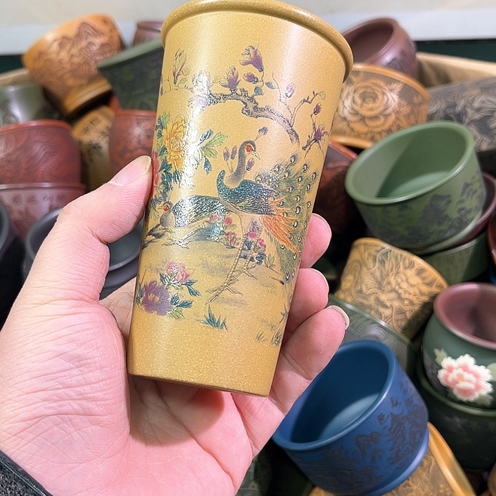 茶杯绿泥全手工紫砂主人杯