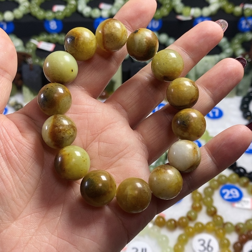 【闪购商品】蛇纹石玉手链未镶嵌卡16