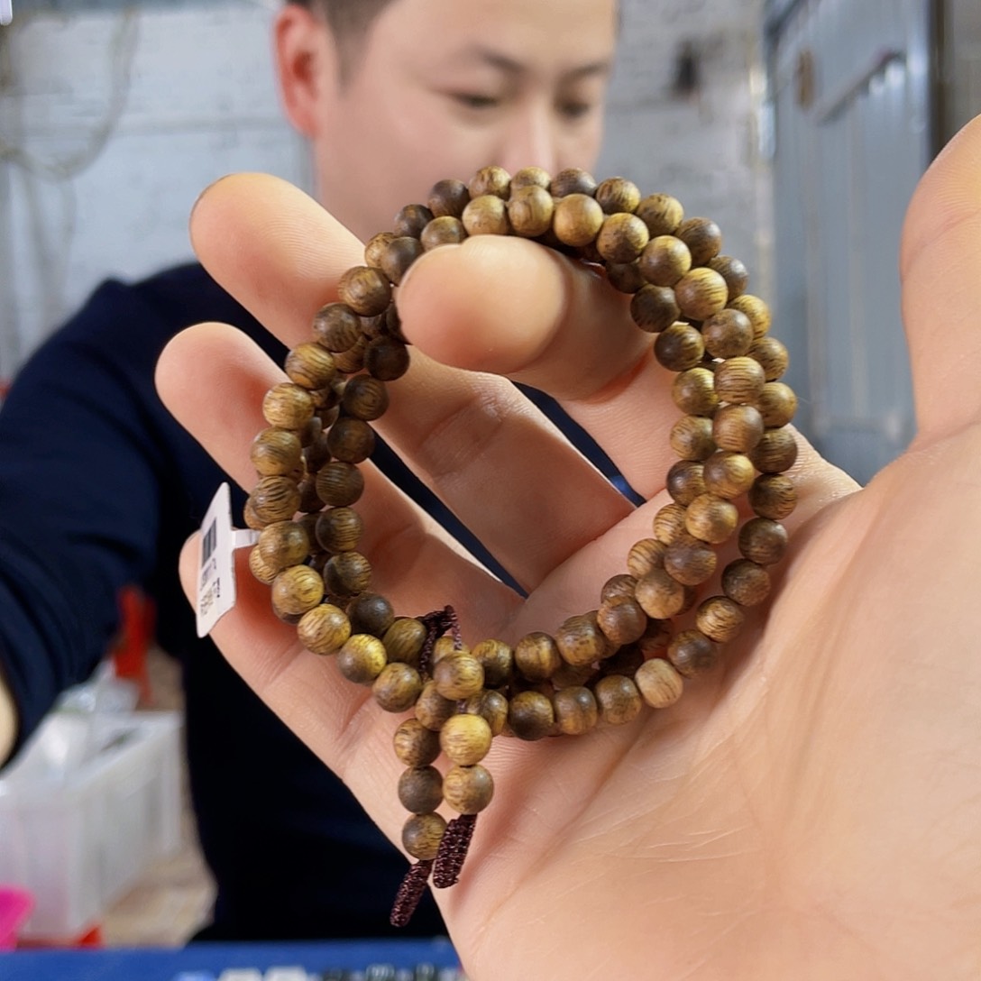 沉香手串醉*野生绿棋圆珠长串0.5/8克多样性发一