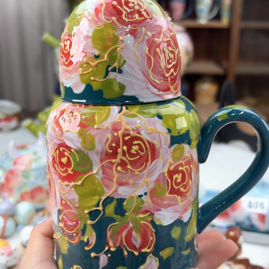 景德镇手绘高温釉下彩陶瓷茶具