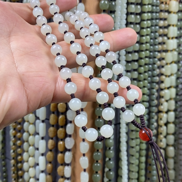 ****❥和田玉未镶嵌项链和田玉圆珠项链