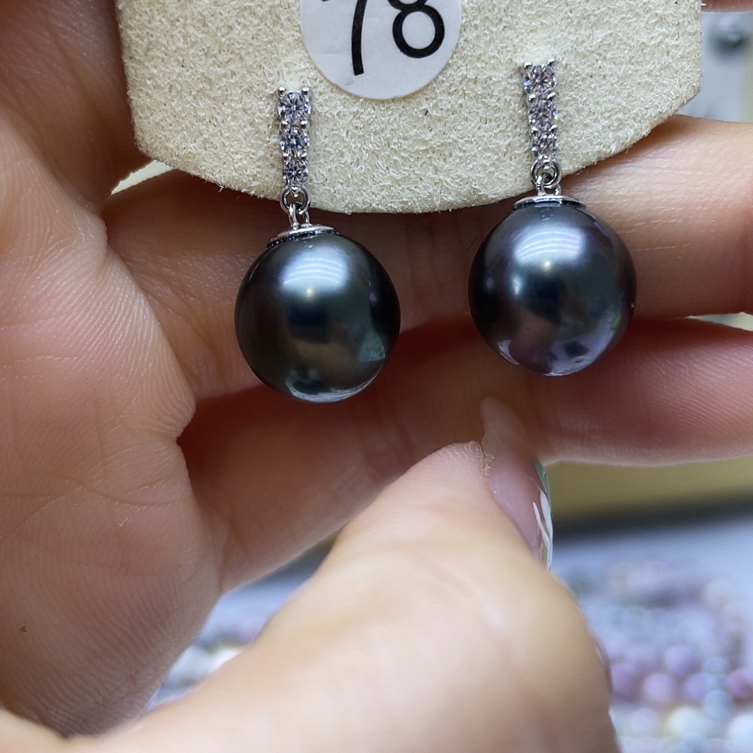 银S925镶嵌海水珍珠耳饰
