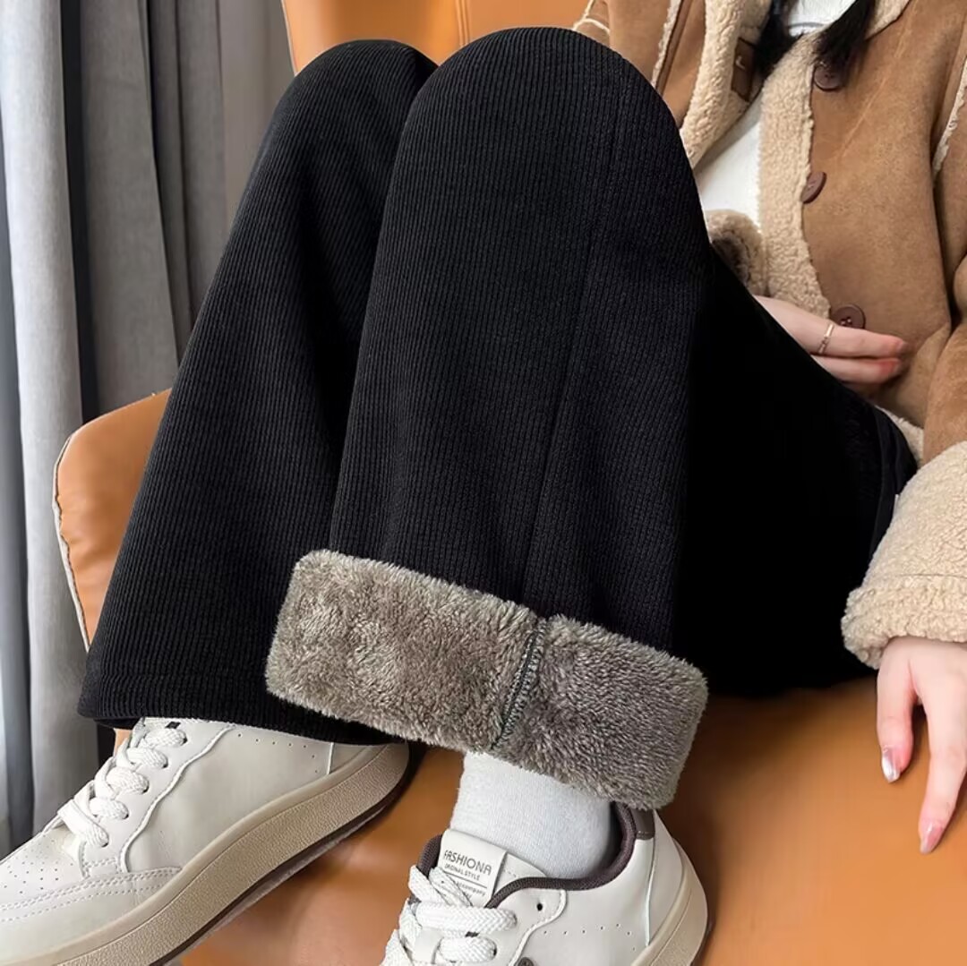 【现货+运补】加厚新款宽松毛裤时尚百搭阔腿裤高腰显瘦休闲裤女裤