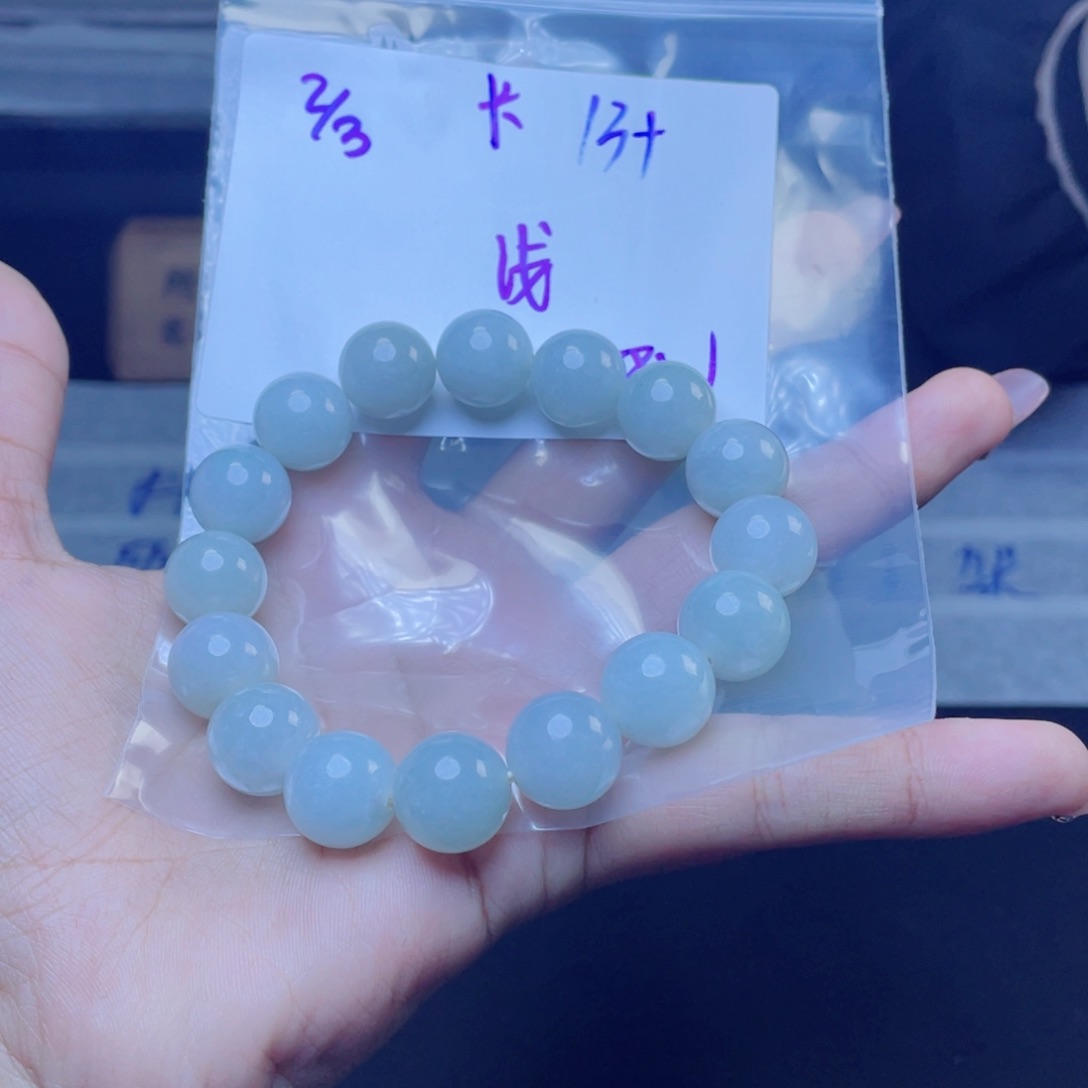 定制翡翠未镶嵌浅*朵珠串