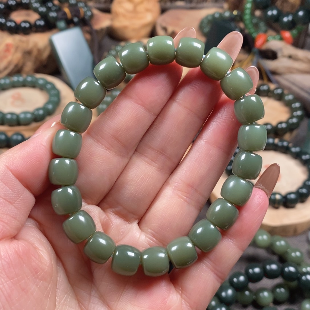 和田玉（青玉）手链未镶嵌