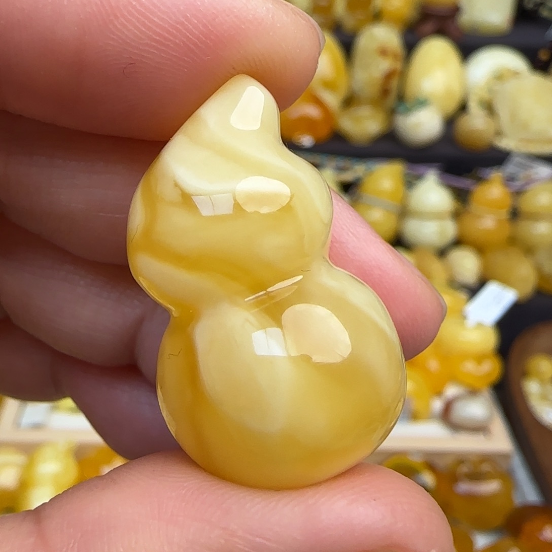 蜜蜡吊坠(不含链)未镶嵌不退换俄料溶洞妖花蜜蜡葫芦