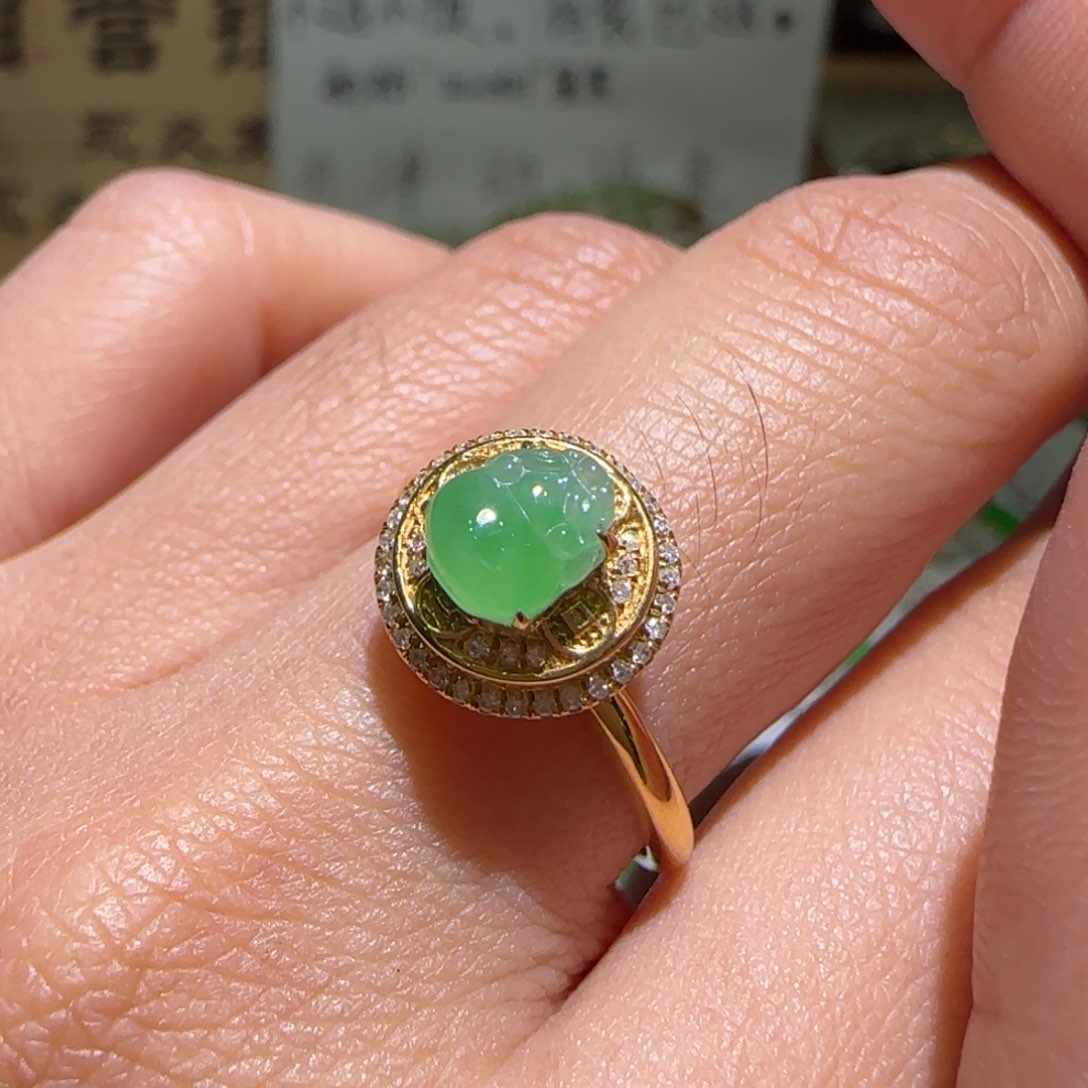 【闪购商品】翡翠戒指18K金镶嵌缅甸