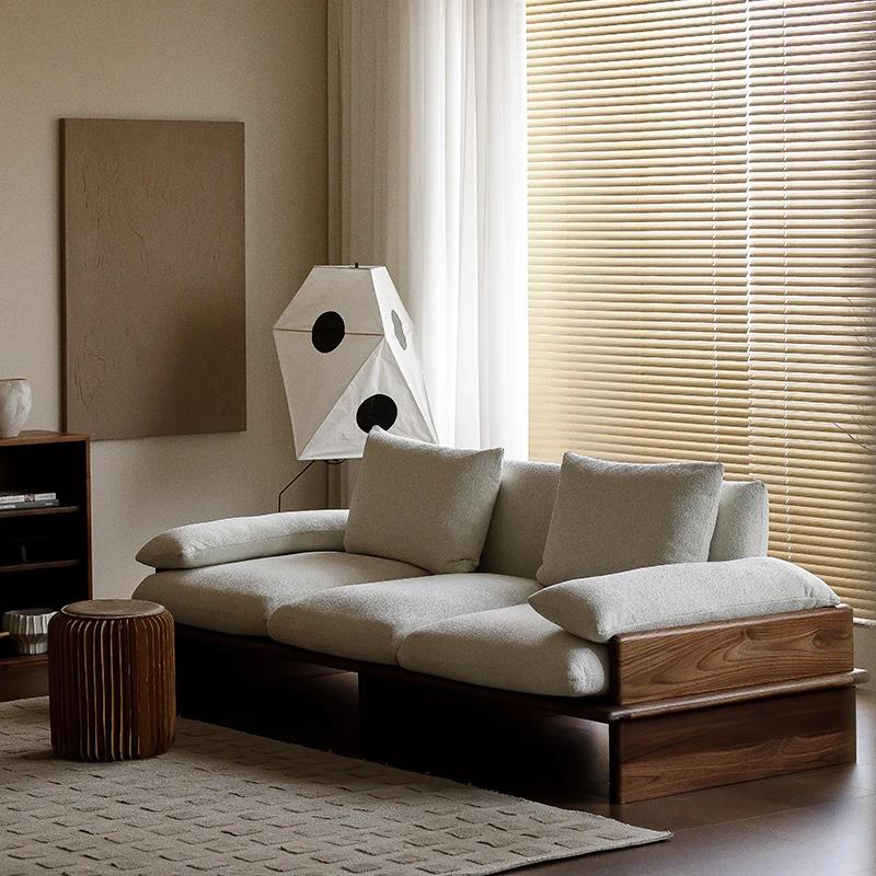 北欧禅意实木沙发复古贵妃榻轻奢布艺沙发罗汉床直排沙发大小户型