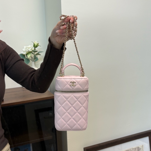 95新 Chanel/香奈儿 菱格纹羊皮链条手机包