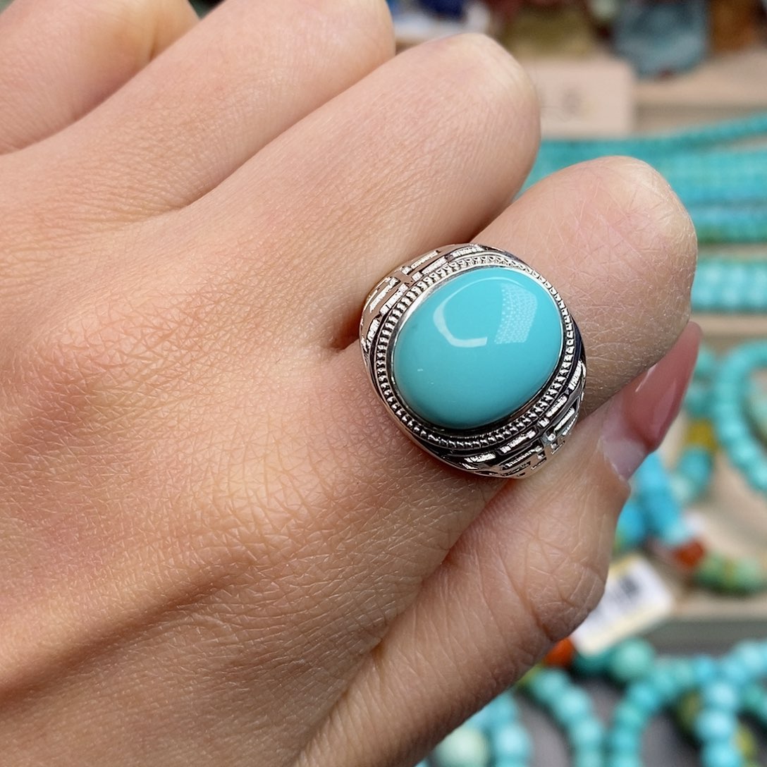 绿松石珠宝奇石银S925镶嵌