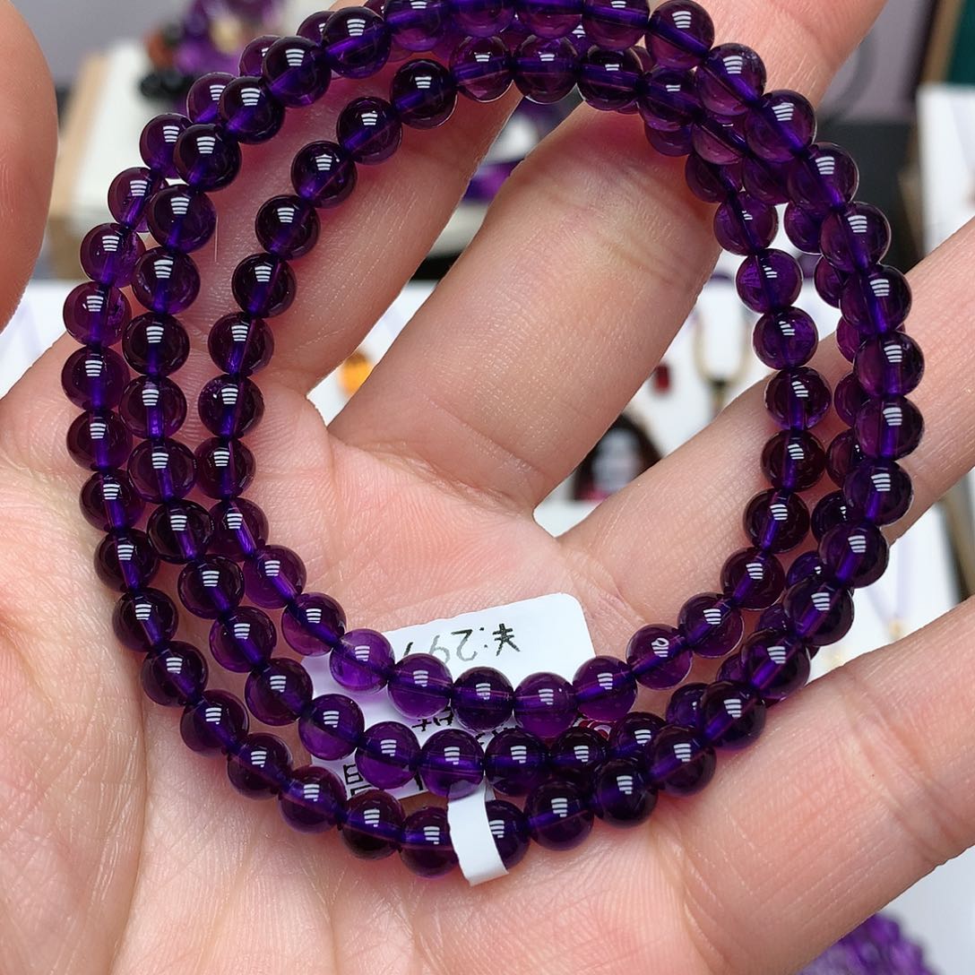 紫晶乌拉圭高品质多圈手串未镶嵌