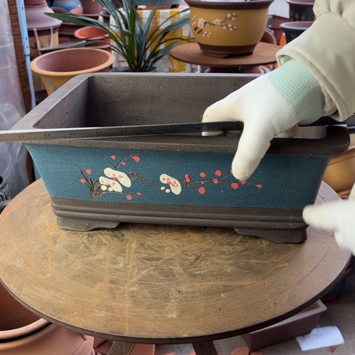 紫砂宜兴紫砂花盆蓝点菜马槽36