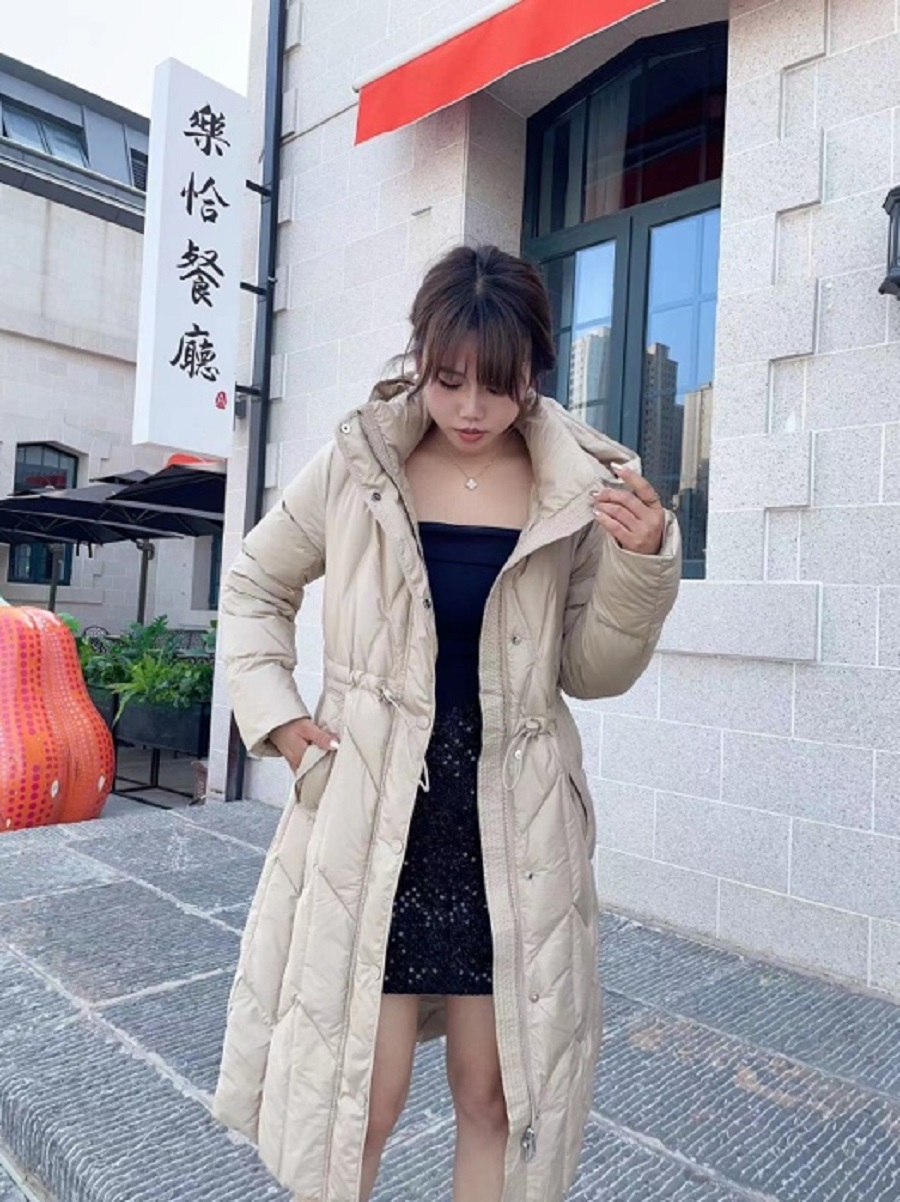 【PSX-101-2131】连帽收腰型保暖拉链女长款休闲女士加厚