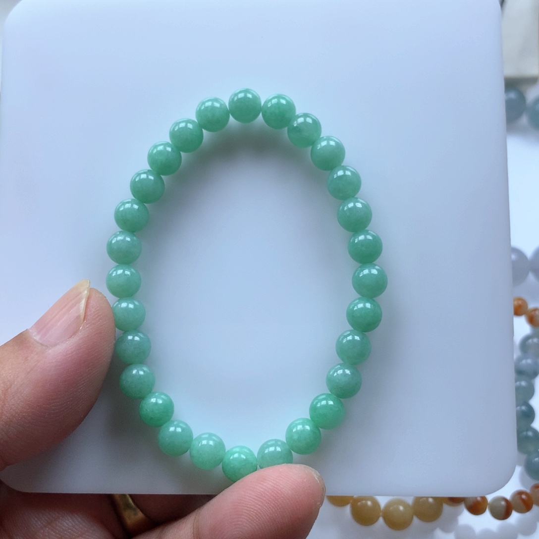 翡翠手串未镶嵌缅甸天然翡翠手串6.5卡28颗