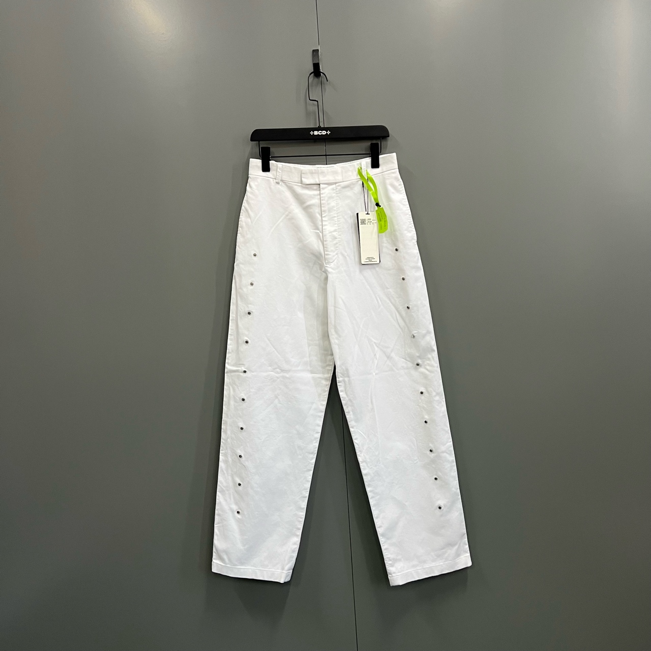 95新 BOTTEGA VENETA/葆蝶家 zz 白色侧边铆钉长裤 44码/603781