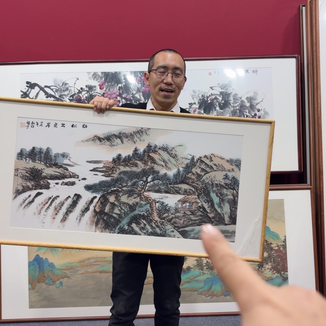 国画手绘作品带框120成60