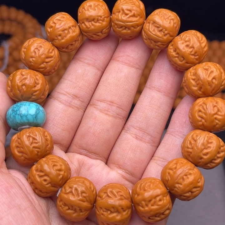 猴头核桃吊坠17麻花串绿