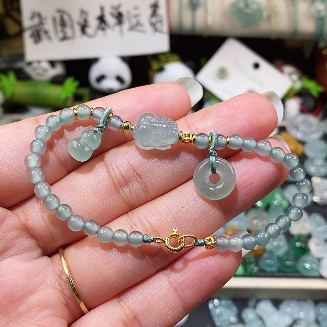 翡翠未镶嵌颈饰貔貅平安扣葫芦小米珠手链16