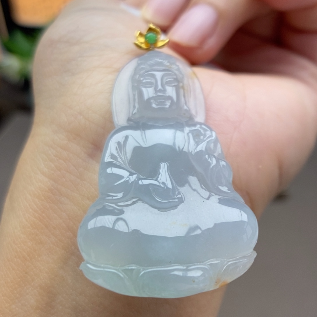 翡翠18K金镶嵌颈饰吊坠76