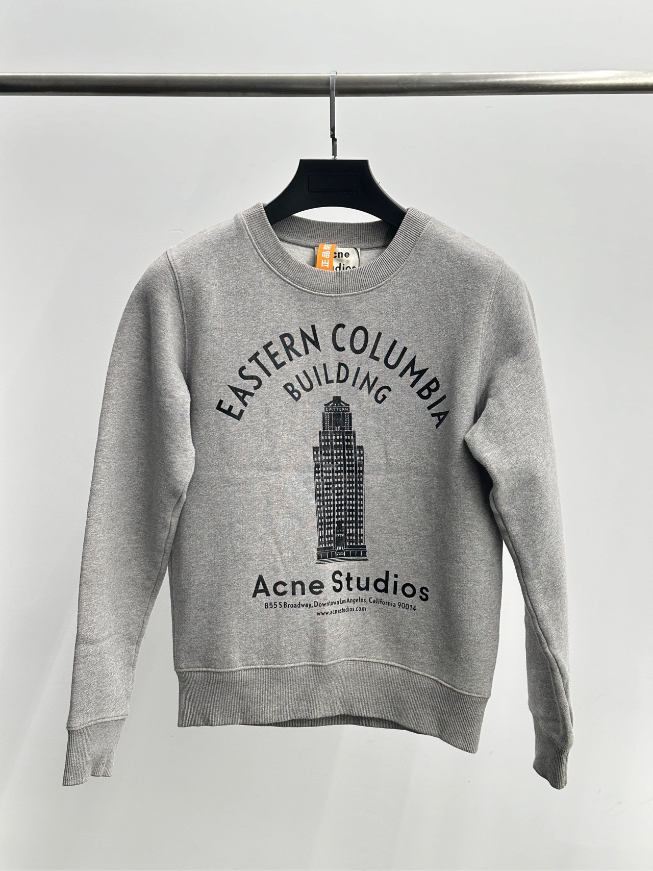 99新 AcneStudios  logo提花圆领卫衣 灰色 S码 