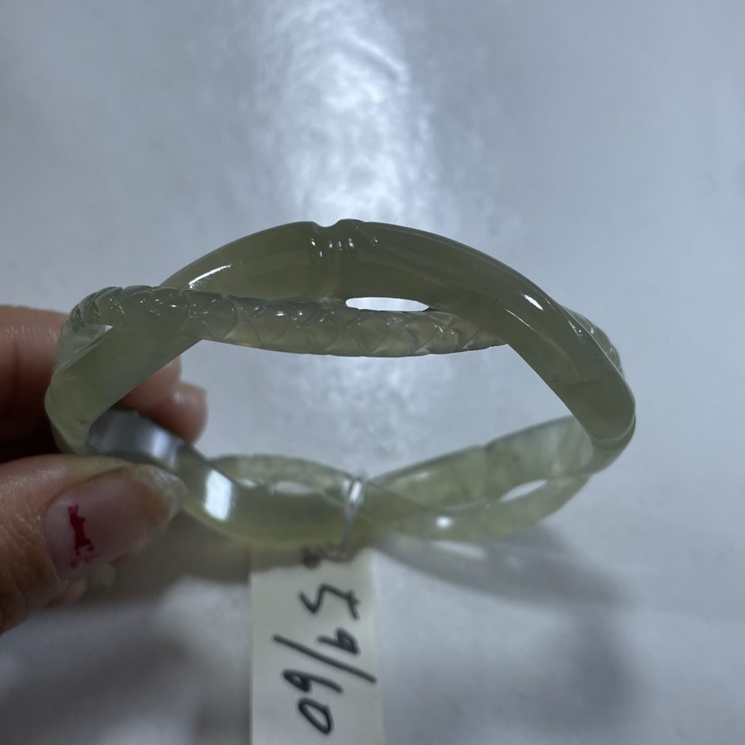 岫玉水墨蛇盘竹节59.60口径688号