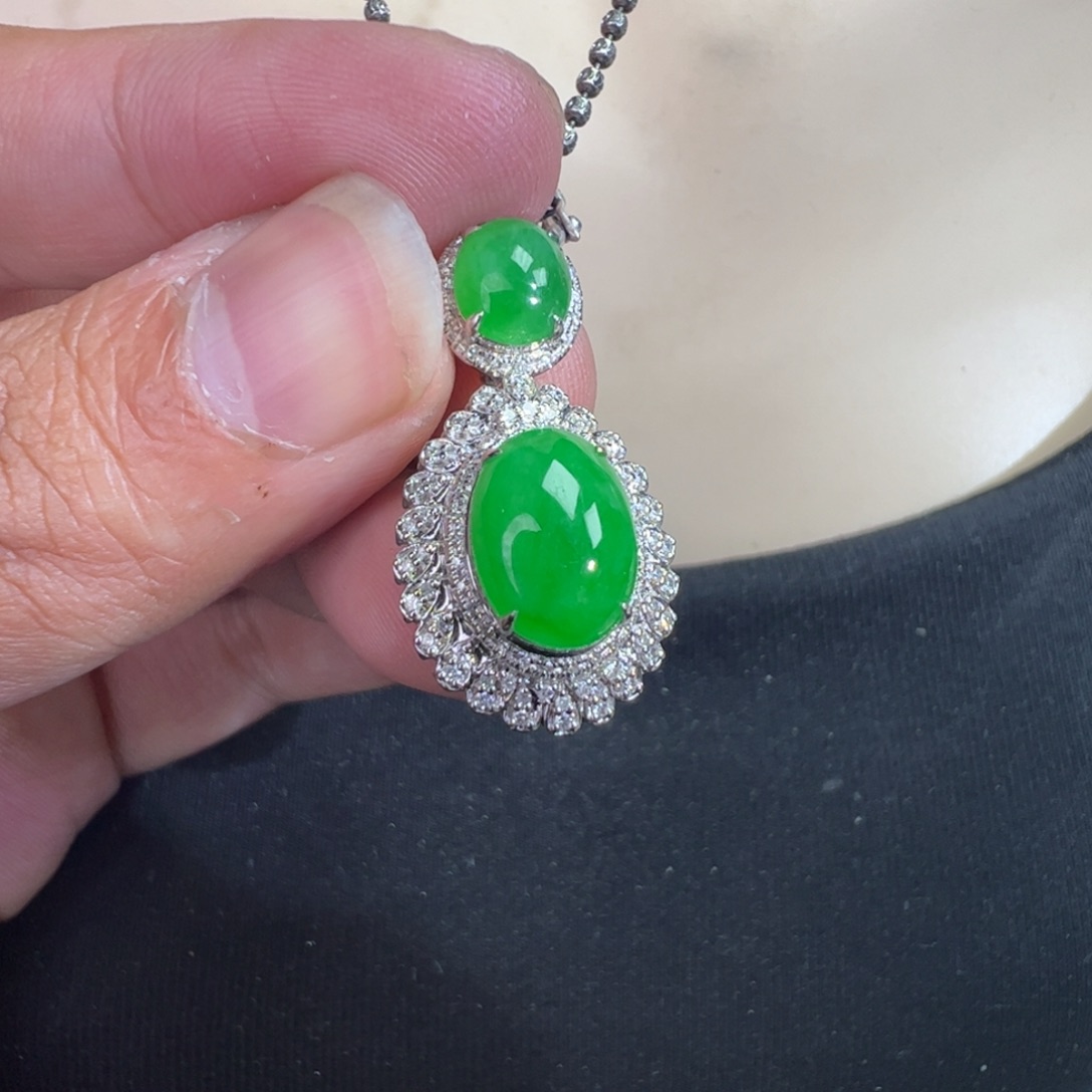 翡翠18K金镶嵌吊坠(不含链)