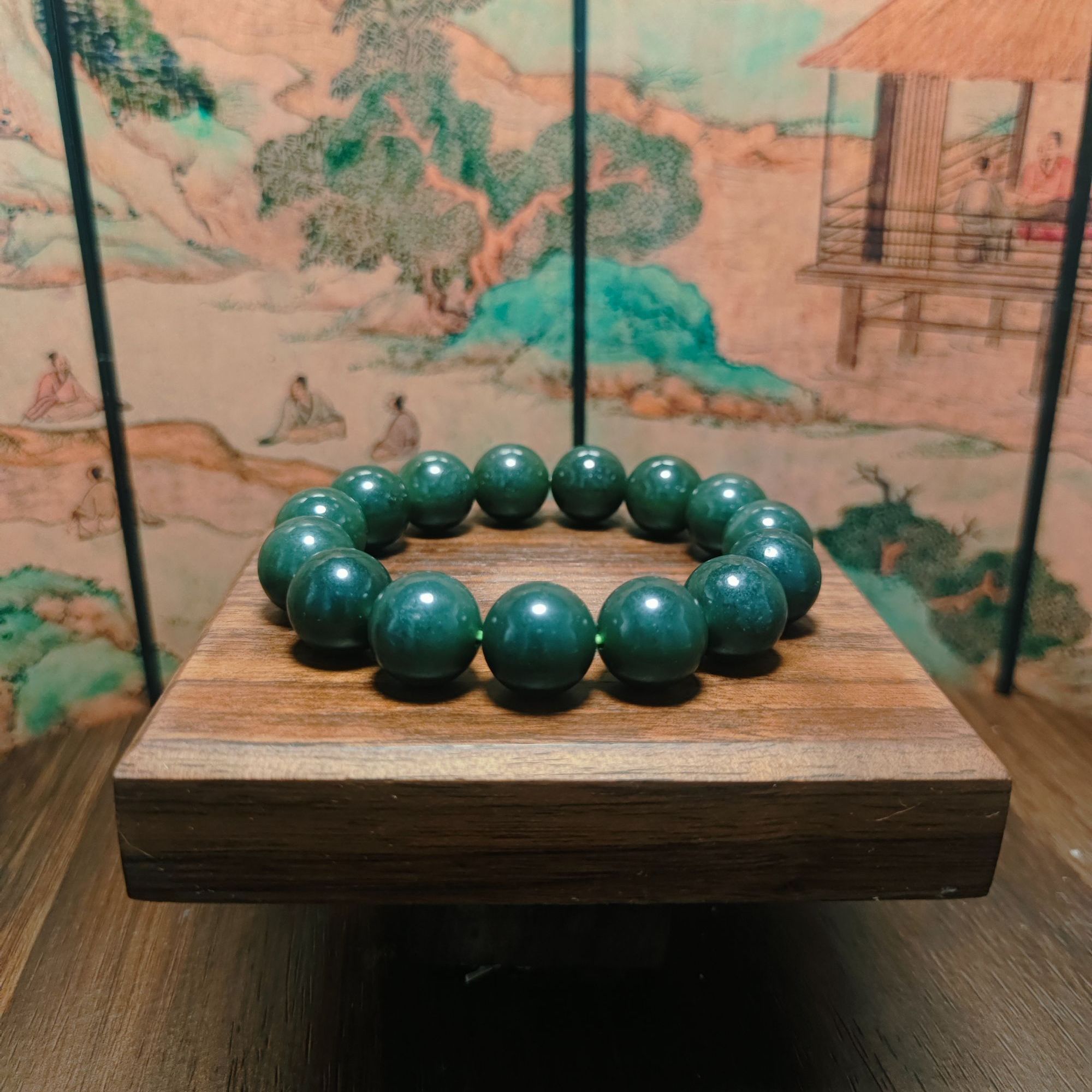 A和田玉圆珠手串（卡14）0346