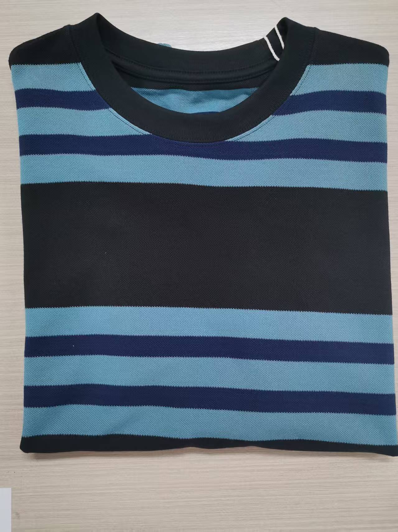 印花 纯棉短袖 黑绿条纹